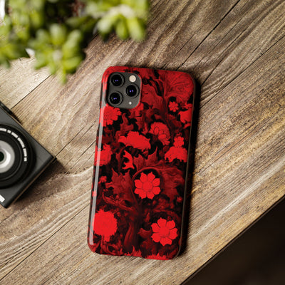 Slim Cute iPhone Cases - | iPhone 15 Case | iPhone 15 Pro Max Case, Iphone 14 Case, Iphone 14 Pro Max, Iphone 13, Red Flowers