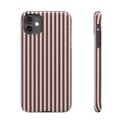 Slim Chocolate Brown Striped Cute Phone Case for Iphone 16 - | iPhone 15 Pro Max Case | iPhone 14 Case Iphone 13 12 11 10 9 8 7 Gift for Her - Studio40ParkLane