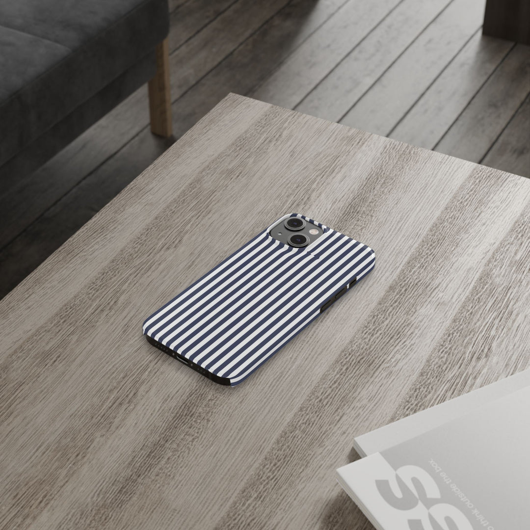 Slim Navy Blue Striped Cute Phone Case for Iphone 16 - | iPhone 15 Pro Max Case | iPhone 14 Case Iphone 13 12 11 10 9 8 7 XS X Gift for Her - Studio40ParkLane