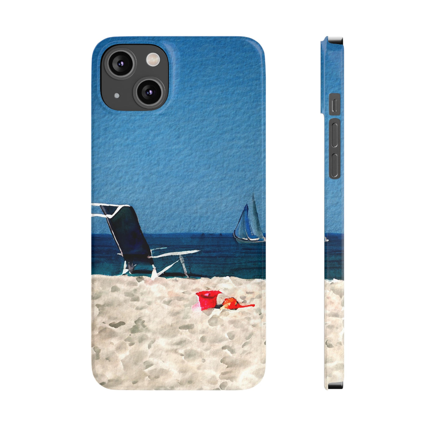 Slim Cute Phone Cases for Iphone - | iPhone 15 Case | iPhone 15 Pro Max Case, Iphone 14 Case, Iphone 14 Pro Max, Iphone 13, Summer Beach Chair Watercolor