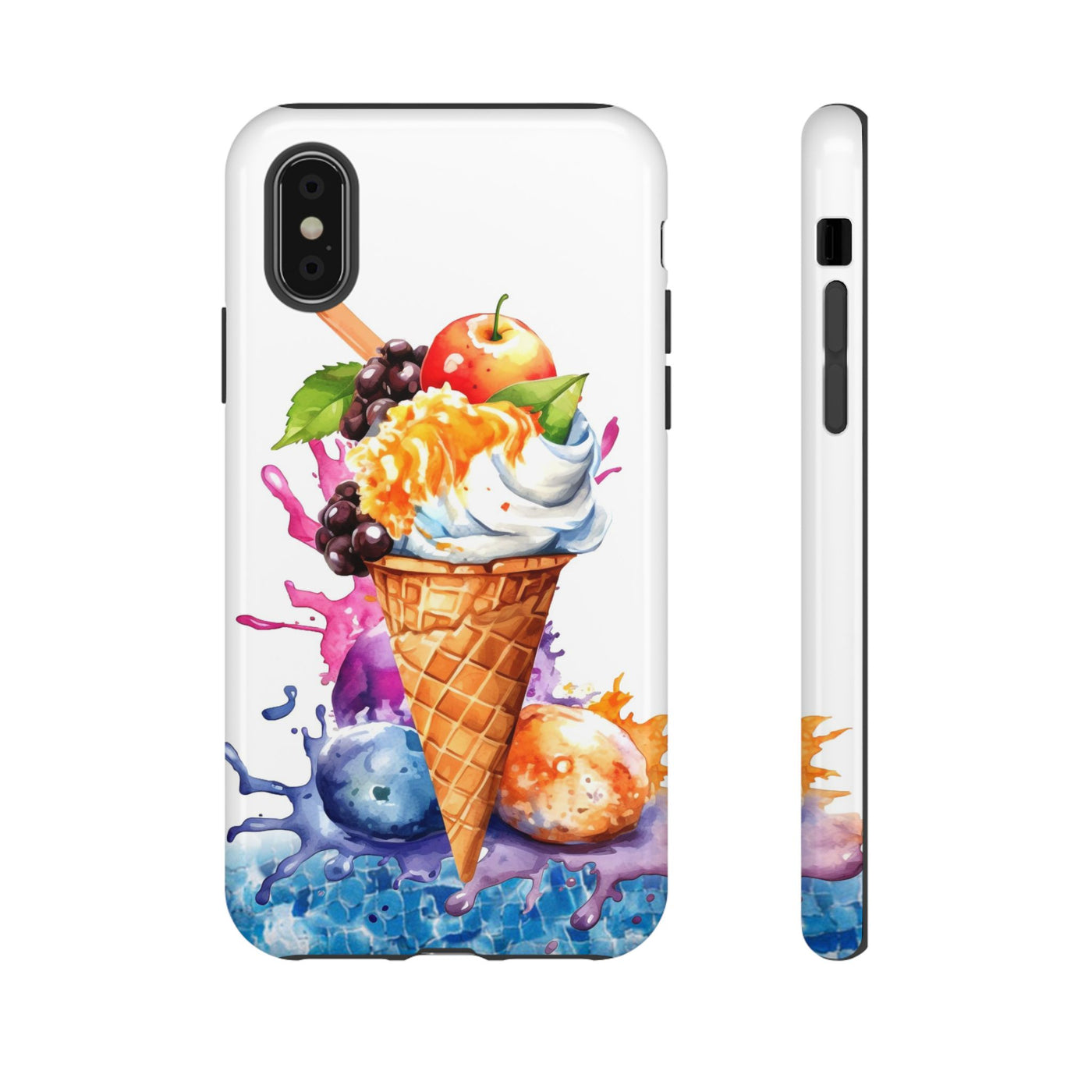 Impact Resistant, Summer Ice Cream Cone, Cute Phone Cases for Samsung S24, S23, S22, S21, IPhone 15 pro Iphone 14 pro Iphone 13 IPhone 12 Iphone 11