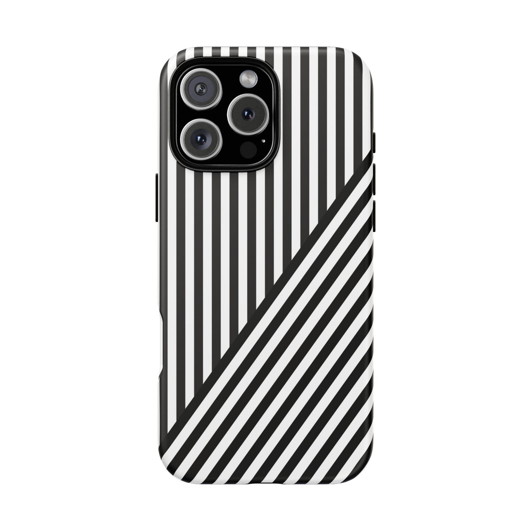Aesthetic Tough Black White Stripes Phone Case - For iPhone 17 Pro Max iPhone 16 Pro iPhone 15 Iphone 14 Plus 13 Pro 12 11 10 XR - Studio40ParkLane