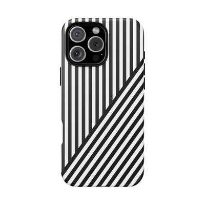 Aesthetic Tough Black White Stripes Phone Case - For iPhone 17 Pro Max iPhone 16 Pro iPhone 15 Iphone 14 Plus 13 Pro 12 11 10 XR - Studio40ParkLane