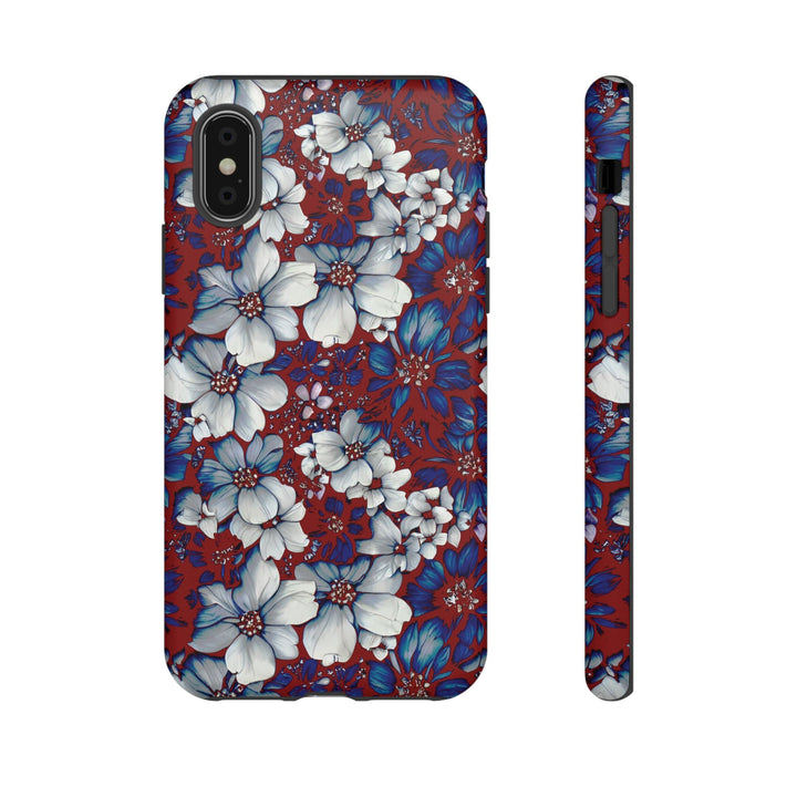 Cute IPhone Case | Red Blue Flowers, iPhone 15 Case | iPhone 15 Pro Case, Iphone 14 Case, Iphone 14 Pro Max Case, Protective Iphone Case - Studio40ParkLane