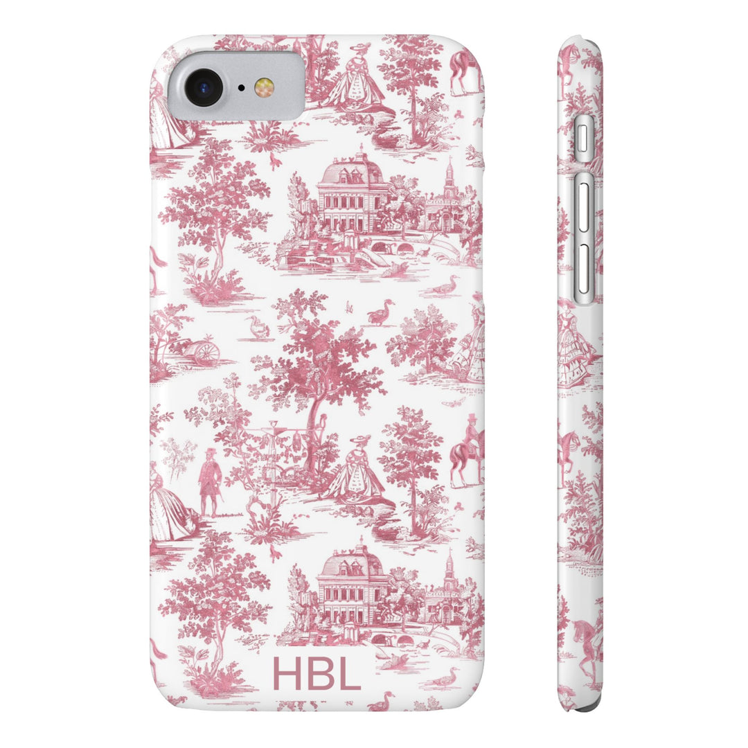 Slim Personalized Slim Pink Vintage French Toile Cute Phone Cases for Iphone 16 Pro Max | iPhone 15 Case | iPhone 15 Pro Max Case, Iphone 14, Iphone 14 Pro Max, Iphone 13 12 11 8 7 - Studio40ParkLane