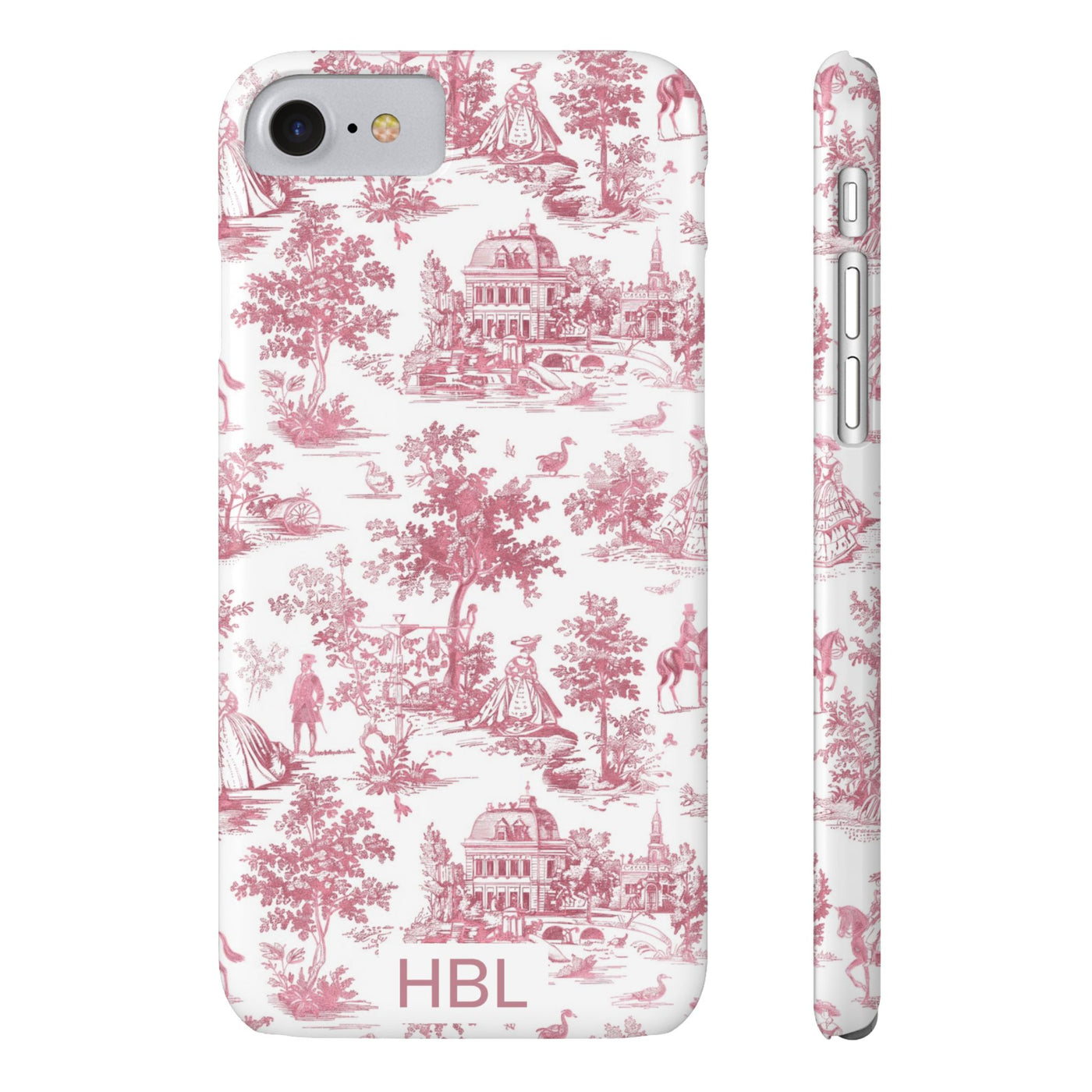 Slim Personalized Slim Pink Vintage French Toile Cute Phone Cases for Iphone 16 Pro Max | iPhone 15 Case | iPhone 15 Pro Max Case, Iphone 14, Iphone 14 Pro Max, Iphone 13 12 11 8 7