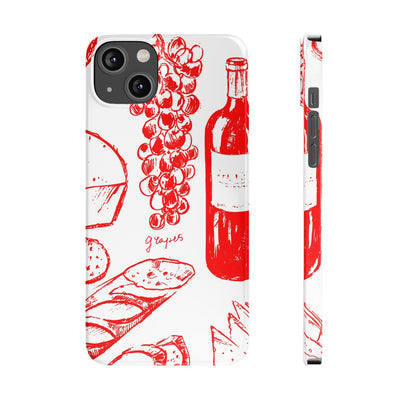 Slim Cute Phone Cases for Iphone  | iPhone 15 Case | iPhone 15 Pro Max Case, Iphone 14, Iphone 14 Pro Max, Iphone 13, French Food Wine Red