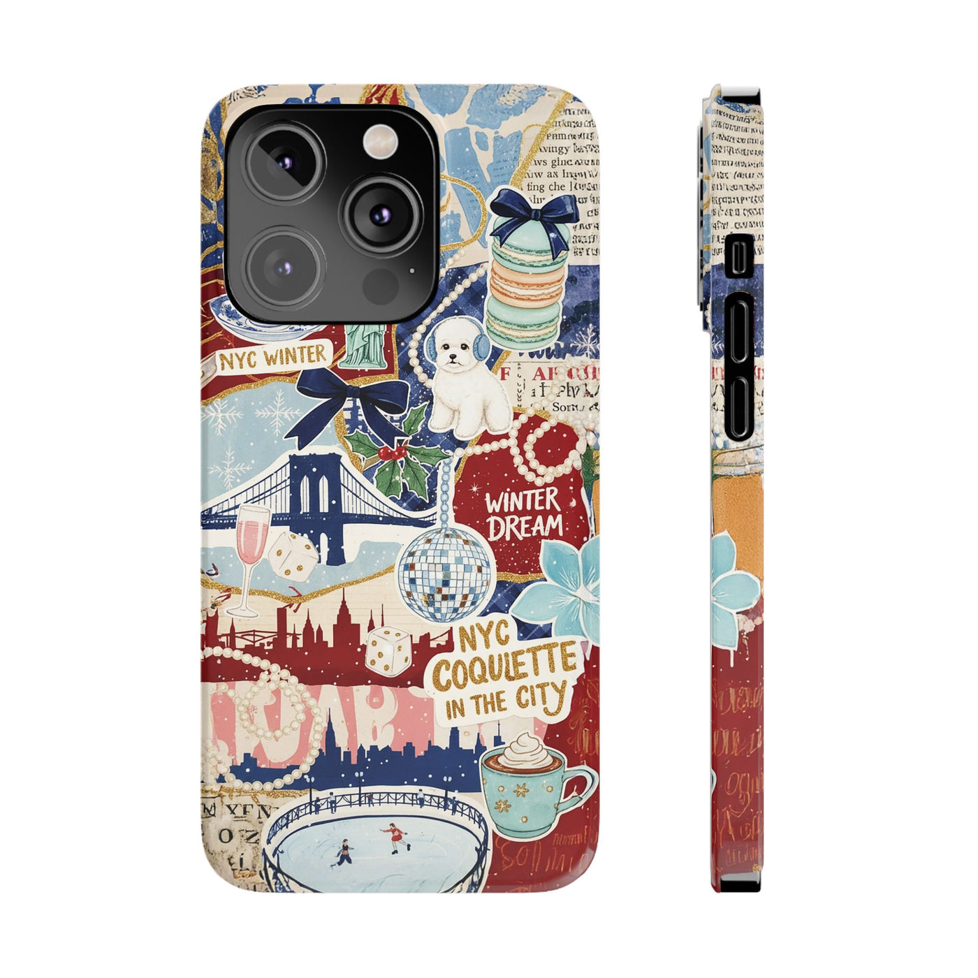Slim New York Winter Coquette Collage Cute Phone Case for Iphone 16 - | iPhone 15 Pro Max Case | iPhone 14 Case Iphone 13 12 11 10 9 8 7 X - Studio40ParkLane