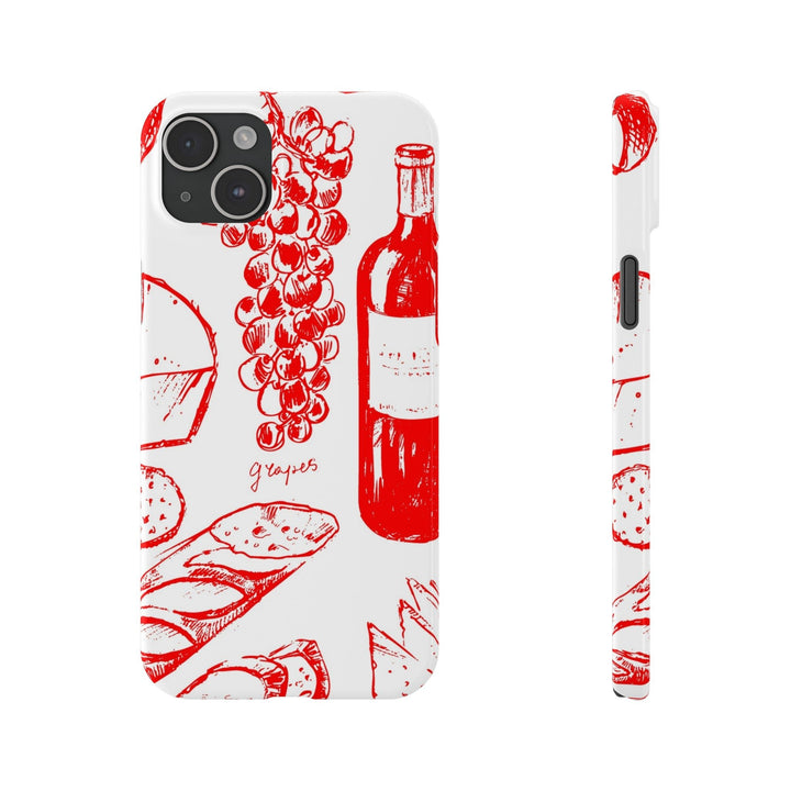 Slim Cute Phone Cases for Iphone | iPhone 15 Case | iPhone 15 Pro Max Case, Iphone 14, Iphone 14 Pro Max, Iphone 13, French Food Wine Red - Studio40ParkLane