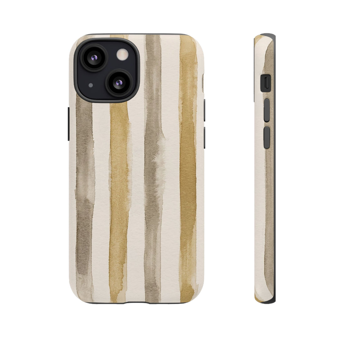 Tough Cute Brown Beige Stripes Phone Case, for IPhone 17 Pro Max | Iphone 17 Air, Iphone 16, IPhone 15, 14 13 12, Samsung Galaxy S26, S25, S24, S23 - Studio40ParkLane