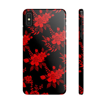 Slim Cute iPhone Cases - | iPhone 15 Case | iPhone 15 Pro Max Case, Iphone 14 Case, Iphone 14 Pro Max, Iphone 13, Red Black Flowers