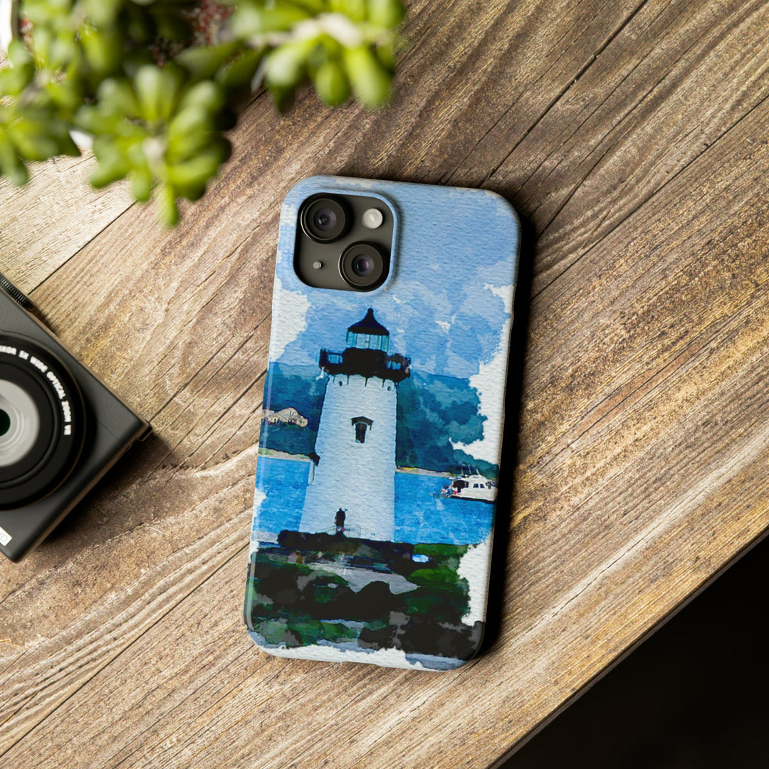 Slim Cute Phone Cases for Iphone - | iPhone 15 Case | iPhone 15 Pro Max Case, Iphone 14 Case, Iphone 14 Pro Max, Iphone 13, Beach Lighthouse Blue - Studio40ParkLane