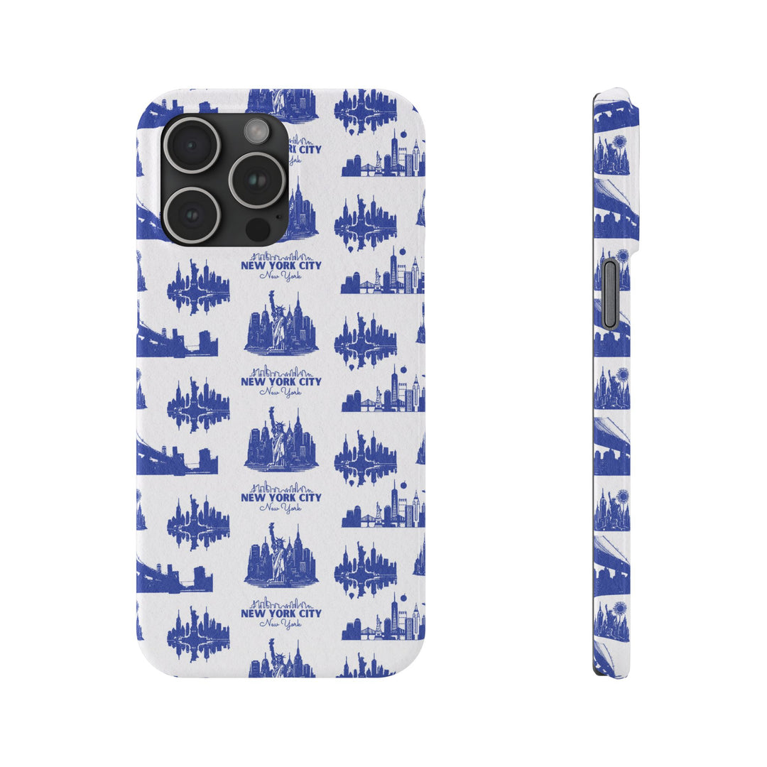Slim New York Skyline Blue Collage Coquette Gift for Her Cute Phone Cases for Iphone 16 Pro Max | iPhone 15 Case | iPhone 15 Pro Max Case, Iphone 14, Iphone 14 Pro Max, Iphone 13 12 11 8 7 - Studio40ParkLane