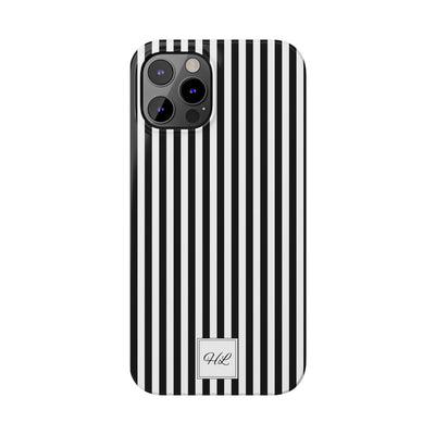 Slim Custom Personalized Black White Striped Phone Case for Iphone 16 - | iPhone 15 Pro Max Case | iPhone 14 Case Iphone 13 12 11 10 9 8 - Studio40ParkLane