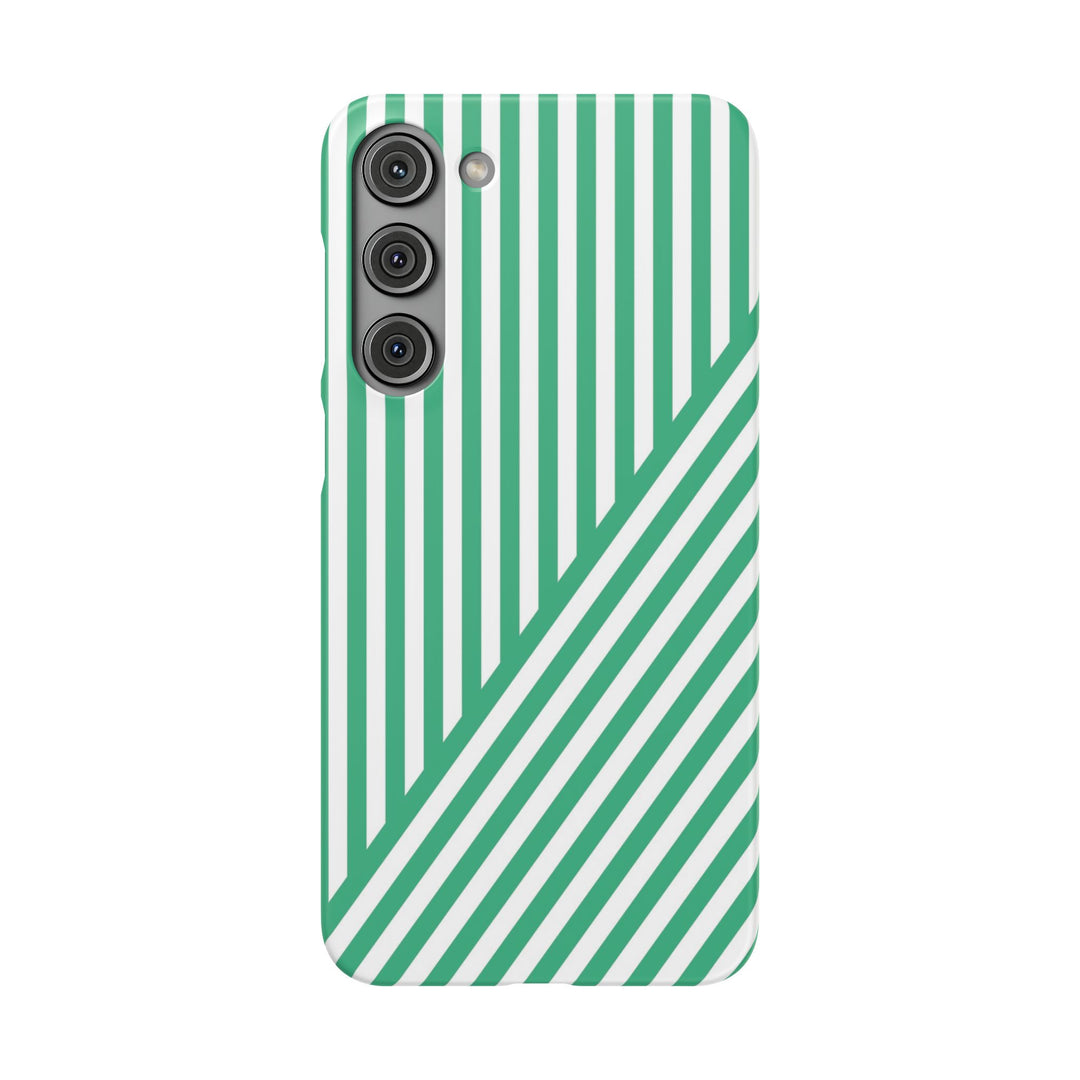 Aesthetic Emerald Stripes Cute Phone Case Sleek Snap - For iPhone 17 Pro Max iPhone 16 Pro iPhone 15 Iphone 14 Plus 13 Pro 12 11 10 Gift