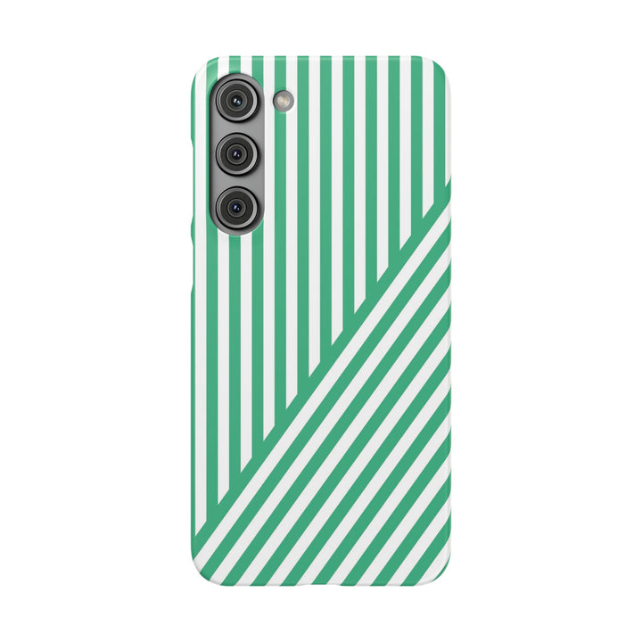 Aesthetic Emerald Stripes Cute Phone Case Sleek Snap - For iPhone 17 Pro Max iPhone 16 Pro iPhone 15 Iphone 14 Plus 13 Pro 12 11 10 Gift