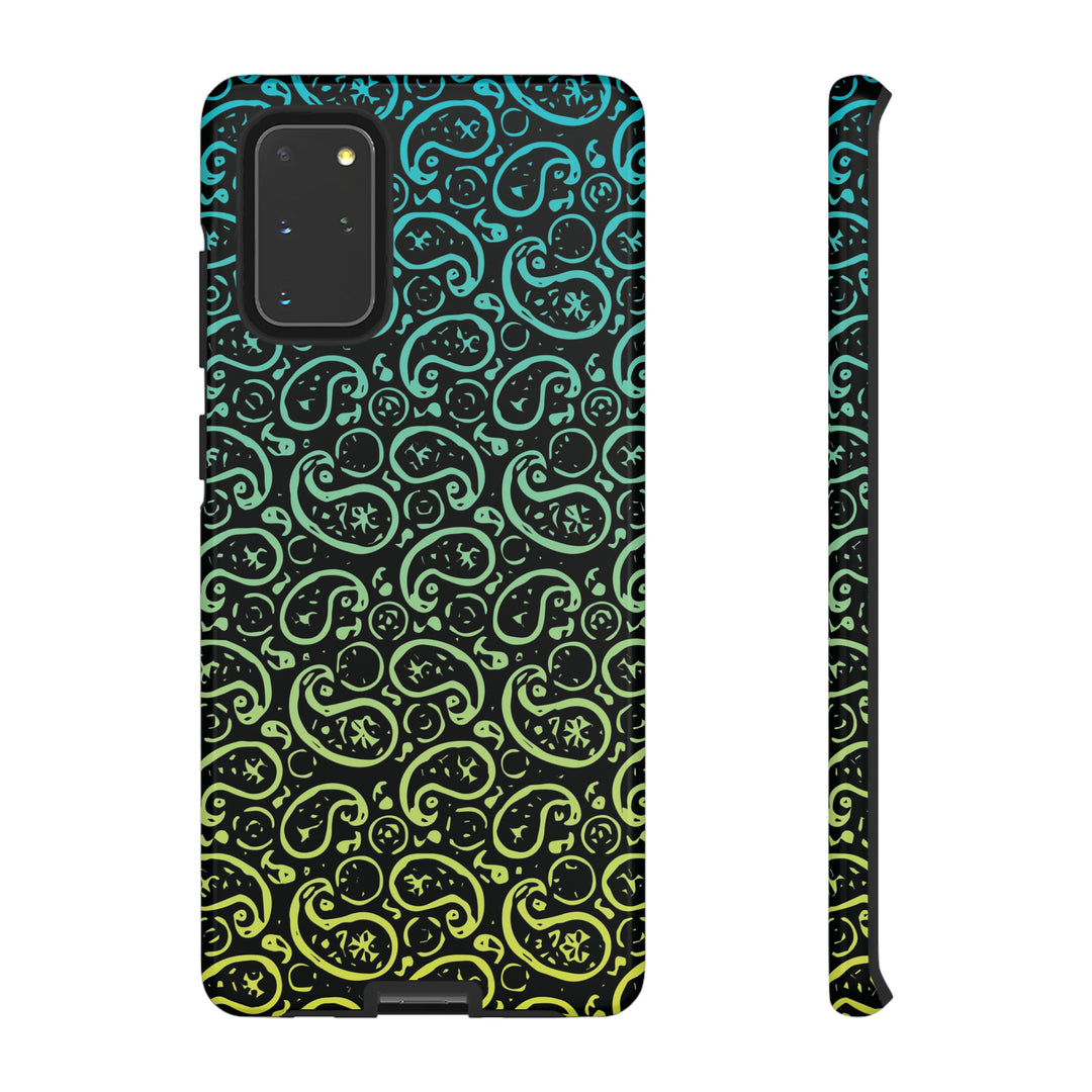Cute Samsung Phone Case | Aesthetic Samsung Phone Case | Paisley Blue Yellow Black | Galaxy S23, S22, S21, S20 | Luxury Double Layer | Cool - Studio40ParkLane