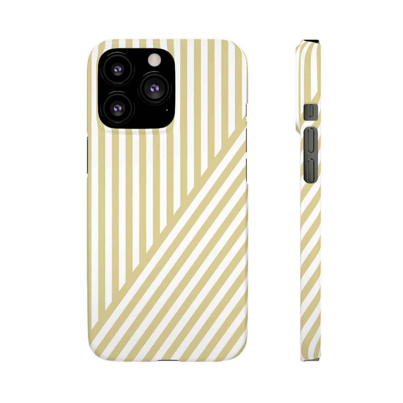 Aesthetic Yellow Beige Stripes Cute Phone Case Sleek Snap - For iPhone 17 Pro Max iPhone 16 Pro iPhone 15 Iphone 14 Plus 13 Pro 12 11 10 Gift