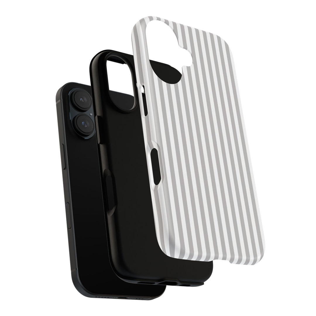 Tough Premium Ash Grey Stripes Phone Case Gift for Her - For Apple iPhone 16 Pro Max 16e iPhone 15 Pro iPhone Iphone 14 Plus 13 Pro 12 SE XR - Studio40ParkLane