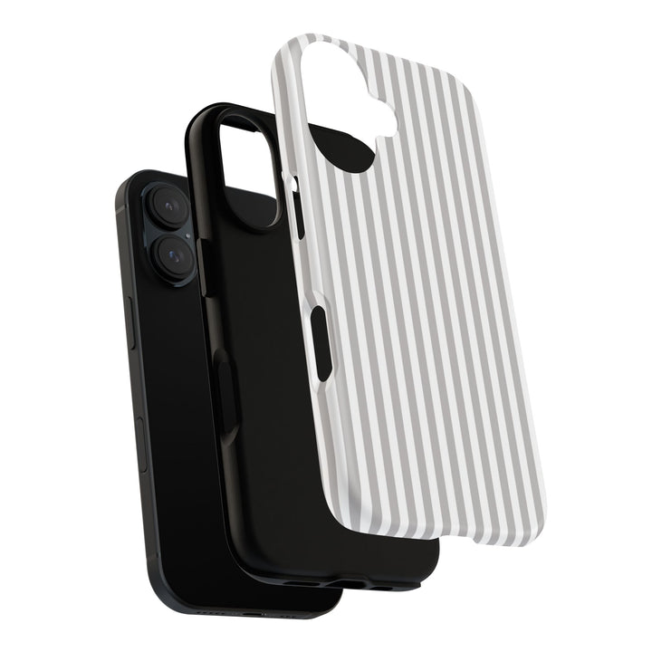 Tough Premium Ash Grey Stripes Phone Case Gift for Her - For Apple iPhone 16 Pro Max 16e iPhone 15 Pro iPhone Iphone 14 Plus 13 Pro 12 SE XR - Studio40ParkLane