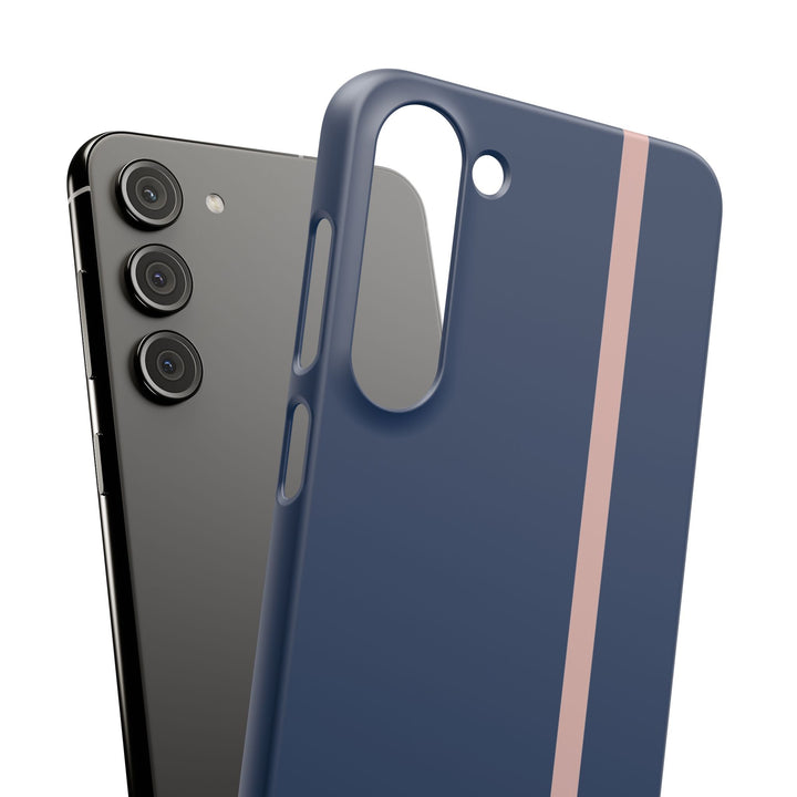 Sleek Navy Blue Pink Stripe Snap Phone Case for iPhone 18 17 16 15 14 13 Pro Max, Samsung Galaxy S26 S25 Ultra Lightweight Cute Phone Case - Studio40ParkLane