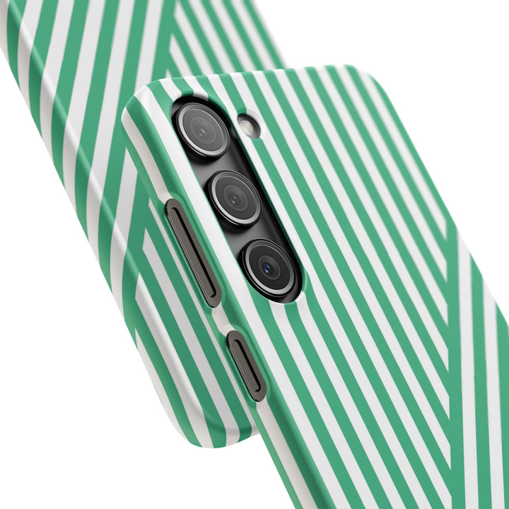 Aesthetic Emerald Stripes Cute Phone Case Sleek Snap - For iPhone 17 Pro Max iPhone 16 Pro iPhone 15 Iphone 14 Plus 13 Pro 12 11 10 Gift