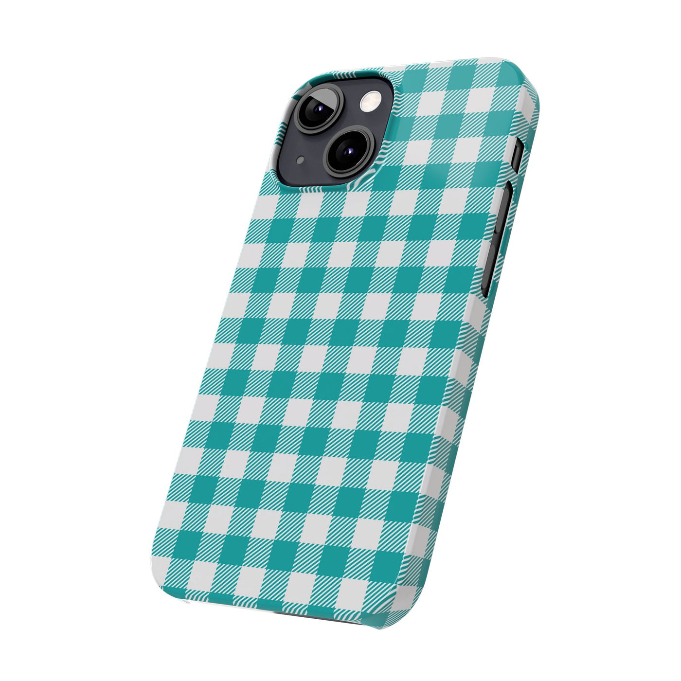 Slim Turquoise Gingham Gift for Her Cute Phone Cases for Iphone 16 Pro Max | iPhone 15 Case | iPhone 15 Pro Max Case, Iphone 14, 13, 12, 11, 10, 8, 7