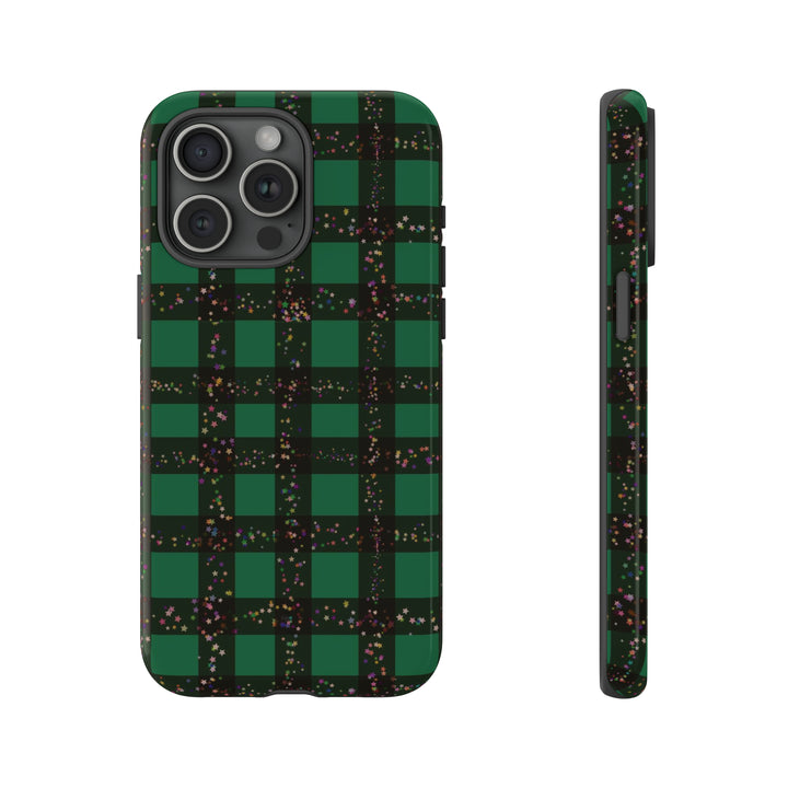 Cute IPhone Case | iPhone 15 Case | iPhone 15 Pro Max Case, Iphone 14 Case, Iphone 14 Pro Max Case IPhone Case for Art Lovers, Green Festive Plaid - Studio40ParkLane