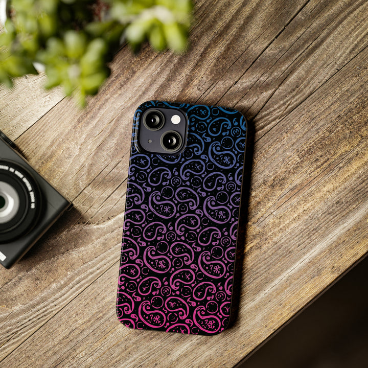 Slim Cute Phone Cases for Iphone - | iPhone 15 Case | iPhone 15 Pro Max Case, Iphone 14 Case, Iphone 14 Pro Max, Iphone 13, Paisley Blue Pink Black - Studio40ParkLane