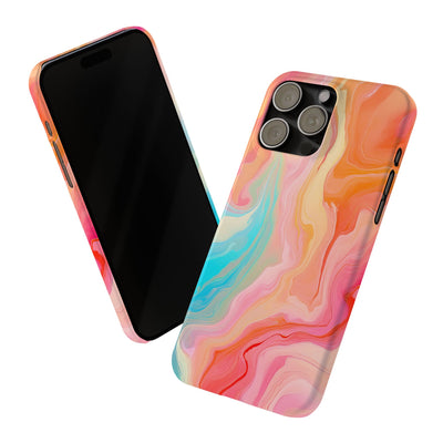 Slim Blue Pink Orange Marbled Cute Phone Cases for Iphone 16 Pro Max | iPhone 15 Case | iPhone 15 Pro Max Case, Iphone 14, Iphone 14 Pro Max, Iphone 13 12 11 8 7