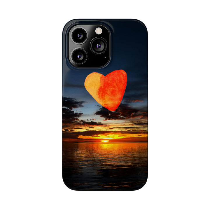 Slim Cute Phone Cases for Iphone - | iPhone 15 Case | iPhone 15 Pro Max Case, Iphone 14 Case, Iphone 14 Pro Max, Iphone 13, Rising Heart Sunset - Studio40ParkLane
