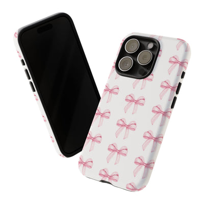 Pink Bows Cute Phone Case, for IPhone 16 Pro Max | Iphone 15, Iphone 14, IPhone 13 Case, 11 8 7, Samsung Galaxy S24, S23, S22, S21, 2 Layer Protection