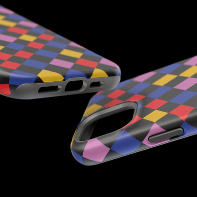 Aesthetic Colorful Checkerboard Tough Magsafe Phone Case - For iPhone 17 Pro Max iPhone 16 Pro iPhone 15 Iphone 14 Plus 13 Pro 12 11 Gift - Studio40ParkLane