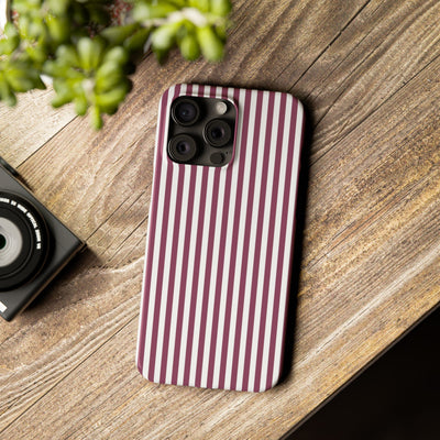 Slim Claret Red Striped Cute Phone Case for Iphone 16 - | iPhone 15 Pro Max Case | iPhone 14 Case Iphone 13 12 11 10 9 8 7 XS X Gift for Her - Studio40ParkLane