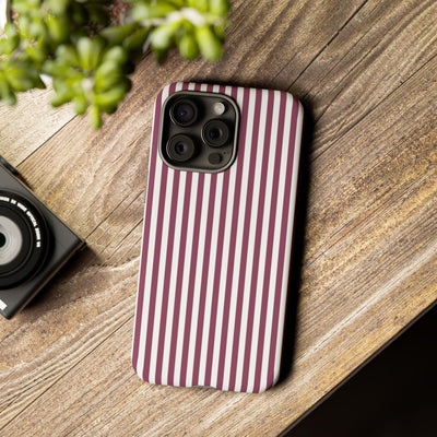 Tough Premium Old Claret Stripes Phone Case Gift for Her - For Apple iPhone 16 Pro Max 16e iPhone 15 Pro iPhone Iphone 14 Plus 13 Pro 12 SE XR - Studio40ParkLane