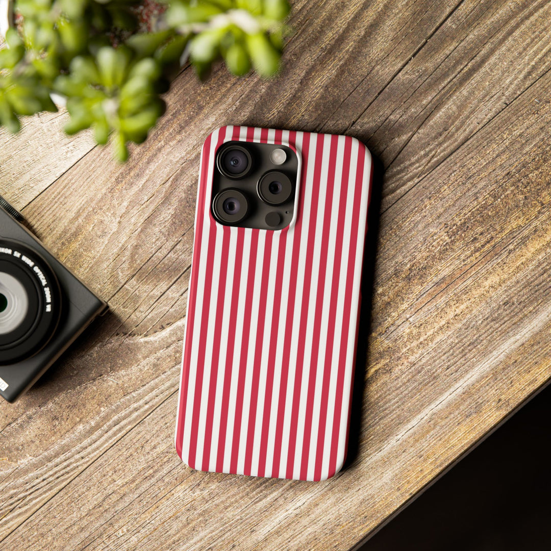 Slim Red Winterberry Striped Cute Phone Case for Iphone 16 - | iPhone 15 Pro Max Case | iPhone 14 Case 13 12 11 10 9 8 7 X XS Gift for Her