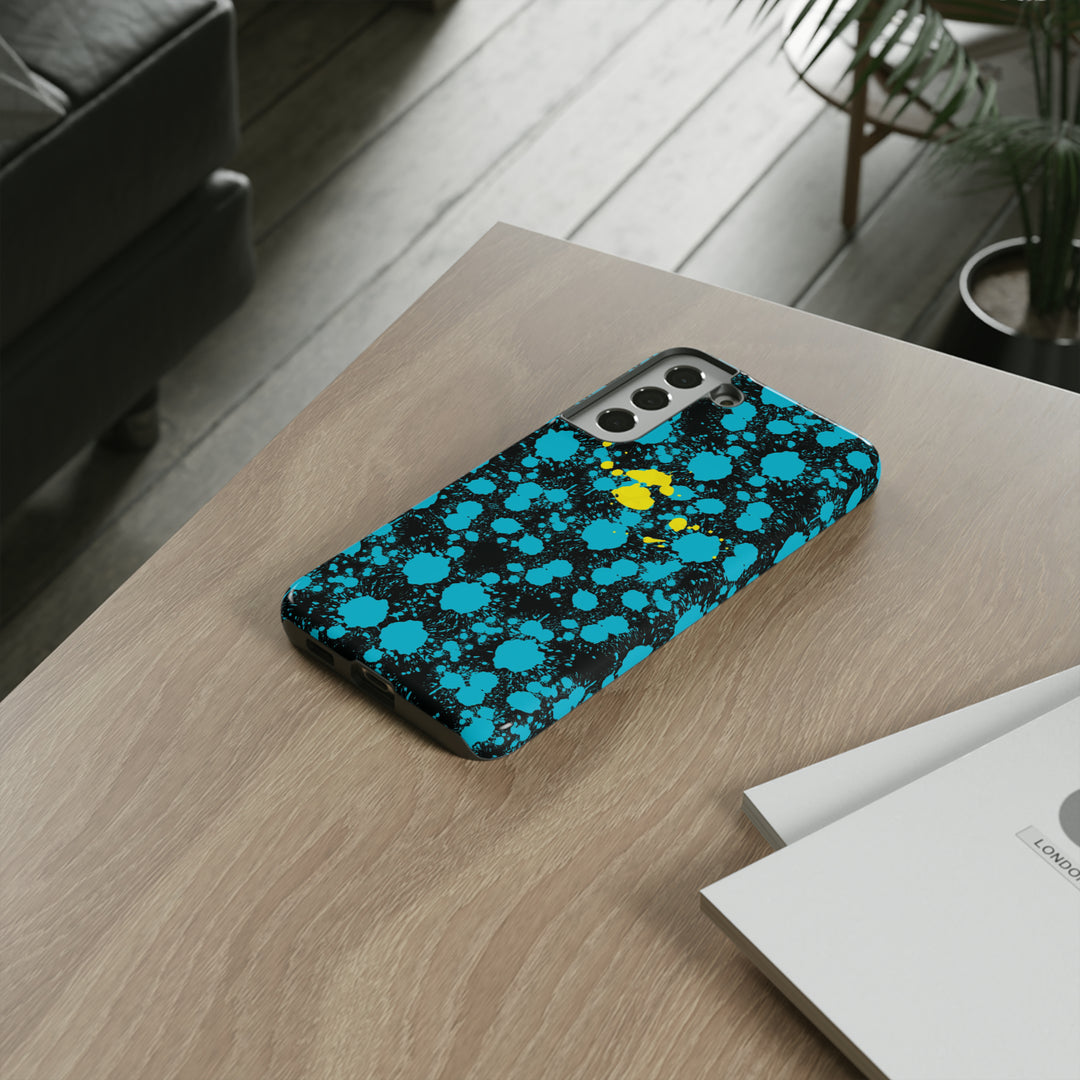 Cute Samsung Phone Cases, Blue Paint Splash Designer Samsung Galaxy S23 Phone Case, Samsung S22 Case, Samsung S21 Case, S20 - Studio40ParkLane