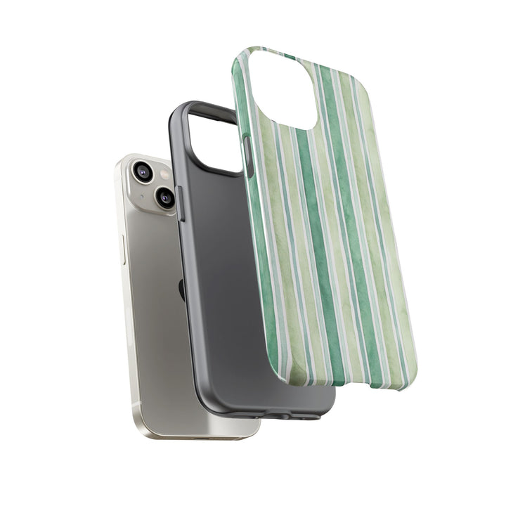 Aesthetic Tough Green Watercolor Stripes Premium Phone Case - For iPhone 17 Pro Max iPhone 16 Pro iPhone 15 Iphone 14 Plus 13 Pro 12 11 10 - Studio40ParkLane