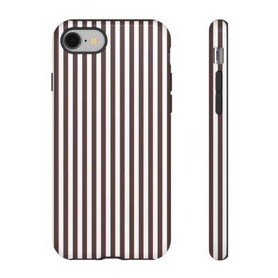 Tough Premium Brown Stripes Phone Case Gift for Her - For Apple iPhone 16 Pro Max 16e iPhone 15 Pro iPhone Iphone 14 Plus 13 Pro 12 SE XR - Studio40ParkLane
