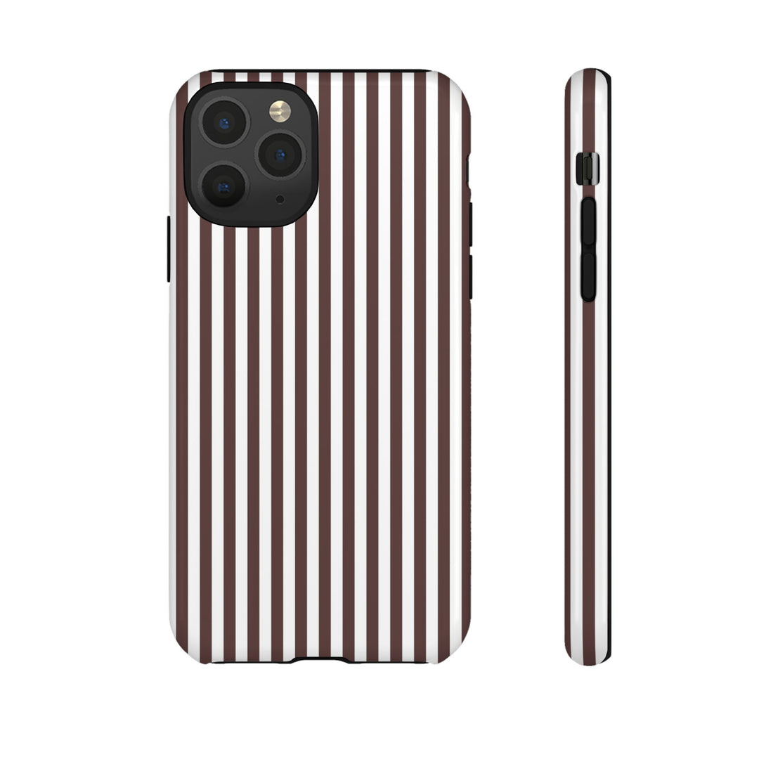 Tough Premium Brown Stripes Phone Case Gift for Her - For Apple iPhone 16 Pro Max 16e iPhone 15 Pro iPhone Iphone 14 Plus 13 Pro 12 SE XR - Studio40ParkLane