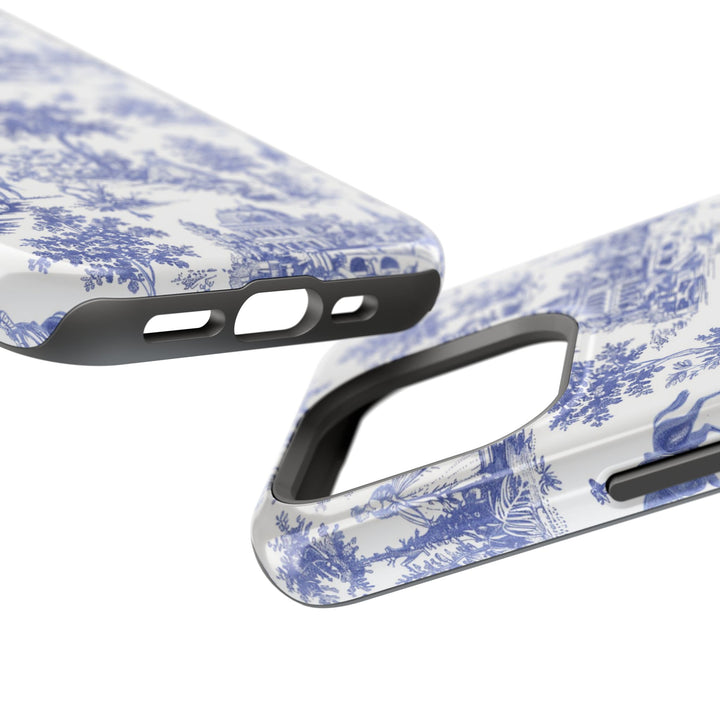 Blue Toile Magnetic Impact-Resistant Cute Phone Case for Iphone 16, iPhone 15 Pro Max Plus 14, 13, 12, 11 Gift for her - Studio40ParkLane