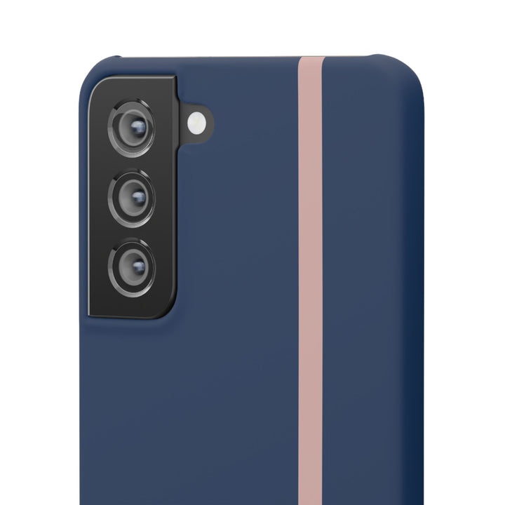 Sleek Navy Blue Pink Stripe Snap Phone Case for iPhone 18 17 16 15 14 13 Pro Max, Samsung Galaxy S26 S25 Ultra Lightweight Cute Phone Case - Studio40ParkLane