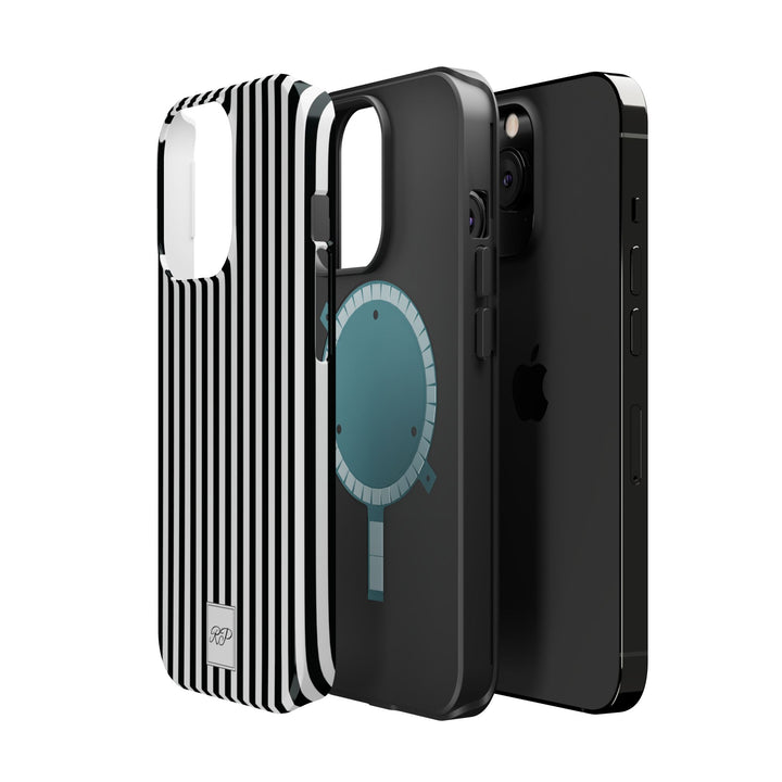 Custom Personalized Black White Striped Magsafe Phone Case for Iphone 17 - | iPhone 16 Pro Max Case | iPhone 15 Case Iphone 14 13 12 11 10 - Studio40ParkLane