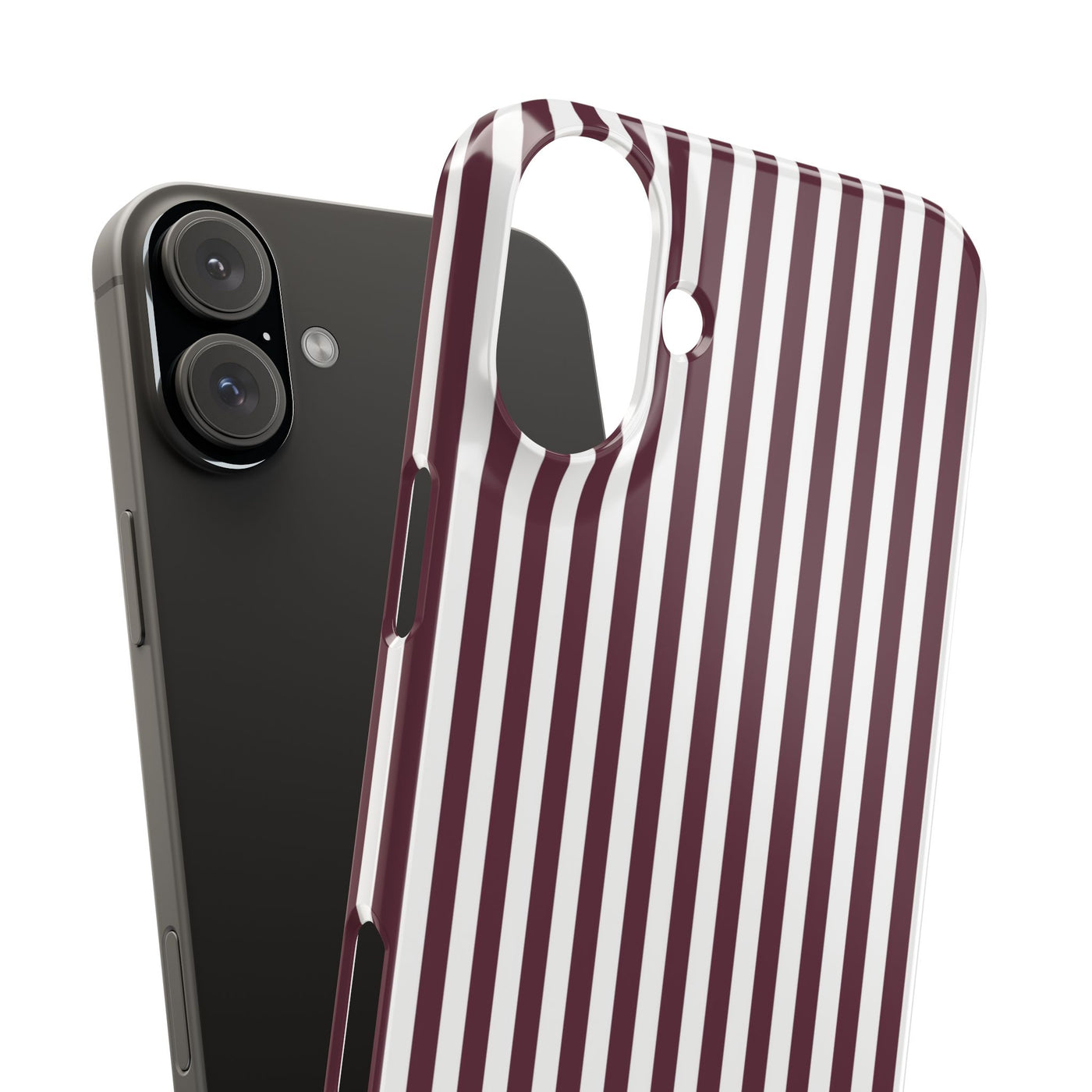 Slim Burgundy Wine Striped Cute Phone Case for Iphone 16 - | iPhone 15 Pro Max Case | iPhone 14 Case Iphone 13 12 11 10 9 8 7 Gift for Her - Studio40ParkLane