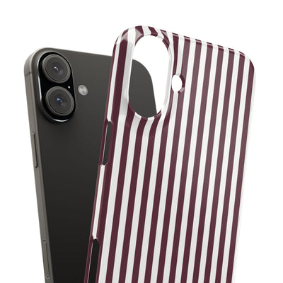 Slim Burgundy Wine Striped Cute Phone Case for Iphone 16 - | iPhone 15 Pro Max Case | iPhone 14 Case Iphone 13 12 11 10 9 8 7 Gift for Her - Studio40ParkLane