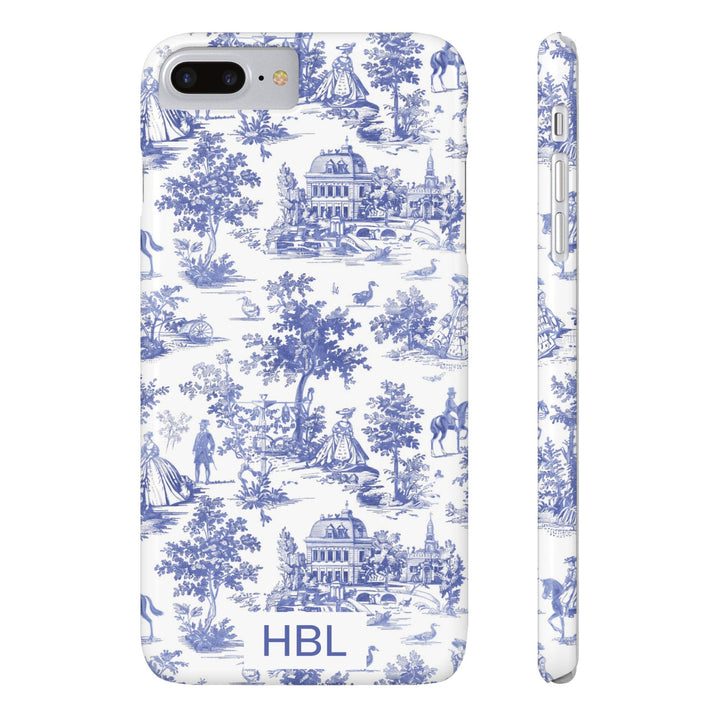 Slim Personalized Slim Blue Vintage French Toile Cute Phone Cases for Iphone 16 Pro Max | iPhone 15 Case | iPhone 15 Pro Max Case, Iphone 14, Iphone 14 Pro Max, Iphone 13 12 11 8 7 - Studio40ParkLane