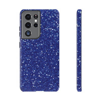 Chic Blue Faux Play on Glitter Effect Cute Phone Case, for IPhone 16 pro Max | Iphone 15, Iphone 14, IPhone 13 Case, 11 8 7, Samsung Galaxy S24, S23, S22, S21, 2 Layer Protection