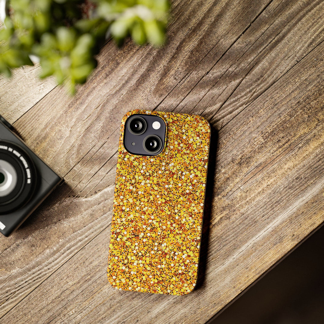 Slim Muted Gold Play on Faux Glitter Effect Cute Phone Cases for Iphone 16 Pro Max | iPhone 15 Case | iPhone 15 Pro Max Case, Iphone 14, Iphone 14 Pro Max, Iphone 13 12 11 8 7 - Studio40ParkLane