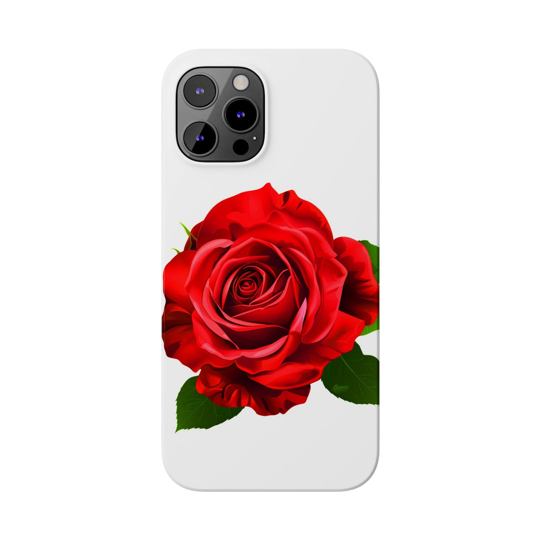 Slim Red Rose Flowers Gift for Her Cute Phone Cases for Iphone 16 Pro Max | iPhone 15 Case | iPhone 15 Pro Max Case, Iphone 14, Iphone 14 Pro Max, Iphone 13 12 11 8 7 - Studio40ParkLane