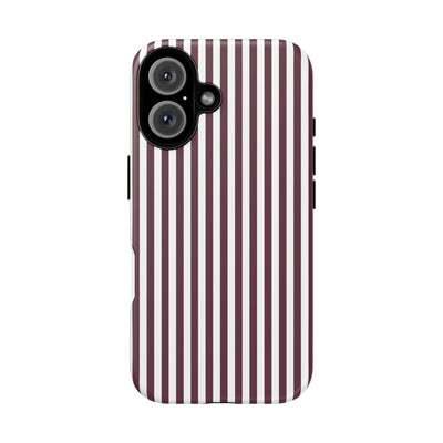 Tough Premium Burgundy Stripes Phone Case Gift for Her - For Apple iPhone 16 Pro Max 16e iPhone 15 Pro iPhone Iphone 14 Plus 13 Pro 12 SE XR - Studio40ParkLane